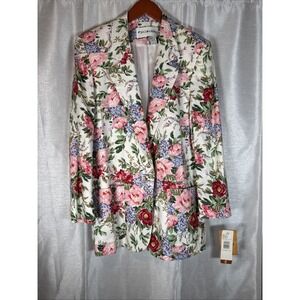 Vintage JH Collectibles‎ Size 6 Mulitcolored Flower Blazer Bermuda Blues